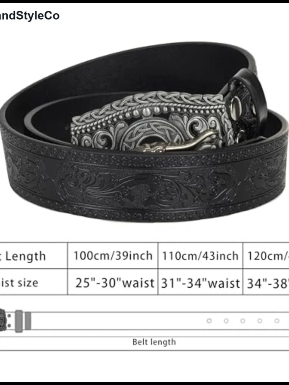 Western Cowboy PU Leather Belt Floral Embossed Bull Buckle Adjustable